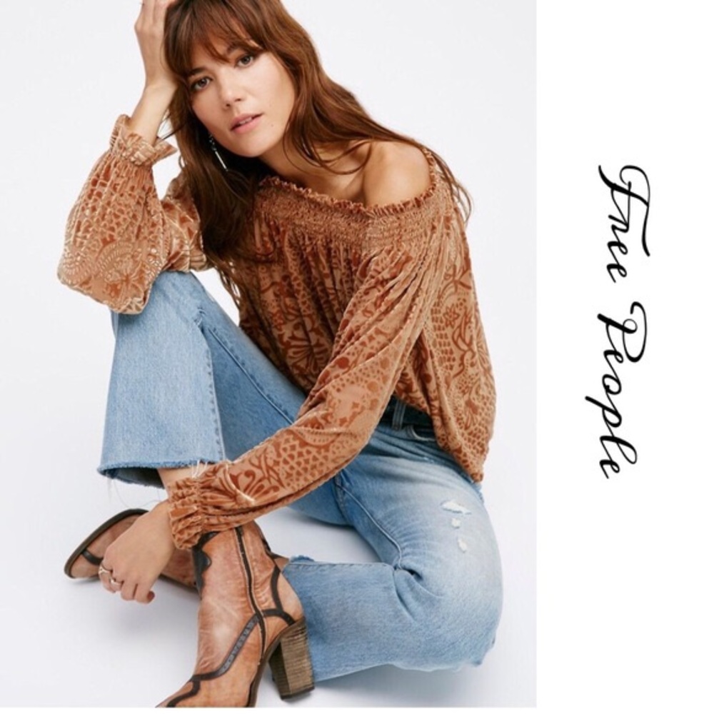 Free People Velvet Off the Shoulder A Little Twist